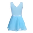 thumbnail image 2 of iEFiEL Girls Ballet Gymnastics Basic Leotard with Chiffon Wrap Skirt Sky Blue 8-10, 2 of 4