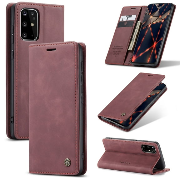 Dteck Wallet Case For Samsung Galaxy S20  6.7 inch, Premium PU Leather Wallet case Magnetic Flip Folio [Kickstand Feature] with ID&Credit Card Pockets,Wine Red