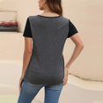 thumbnail image 6 of Youmylove Maternity Summer Short Sleeve V Neck Color Block Tops T Shirt For Breastfeeding Womens Nursing Tshirts Soft Cozy Blouse, 6 of 7