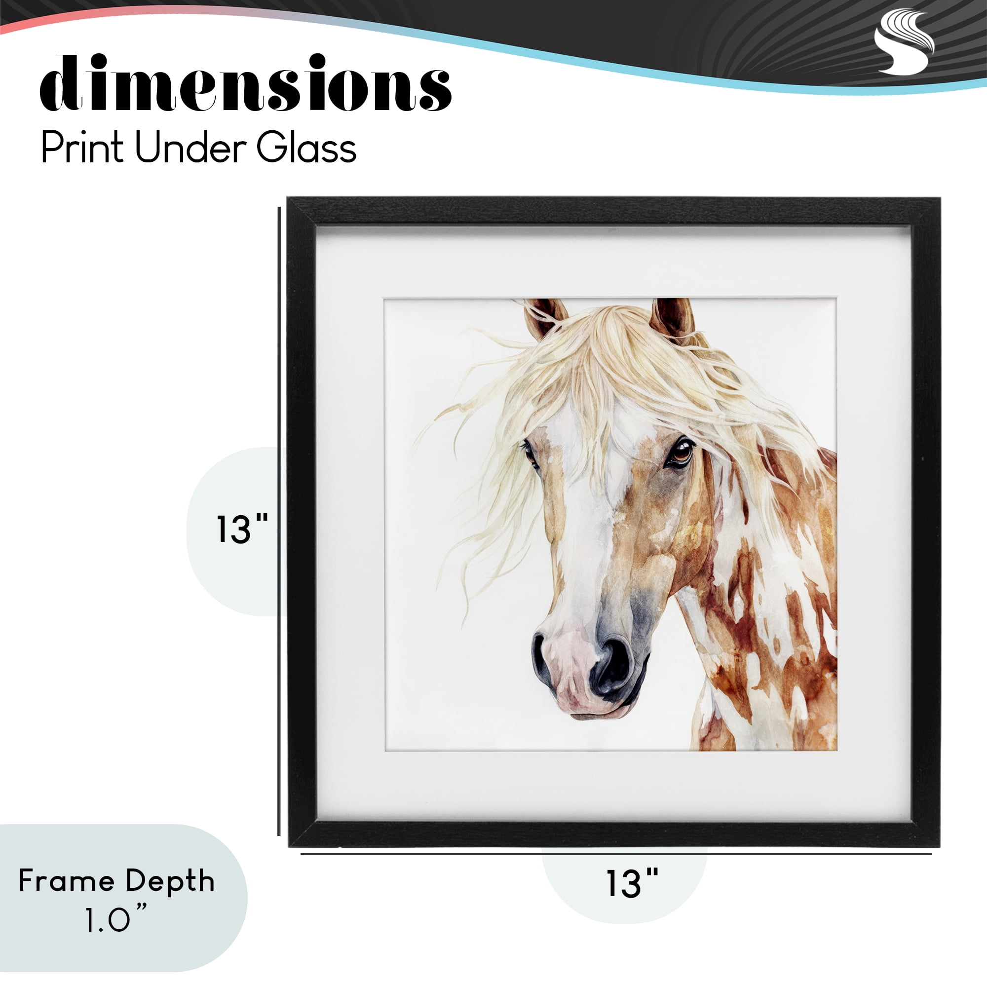 Stupell Industries Majestic Mane Spotted Horse Black Framed Print Under Glass, design by Svetlana Aleynikova
