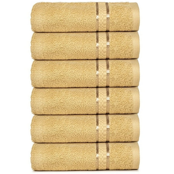 Dewall Maisons Classic Beige 6-Piece Hand Towel Set - Plush 100% Cotton, 16" x 28" Size - Soft, Durable, Ideal For ComFort And ElegAnce - Timeless Addition to Any Bathroom