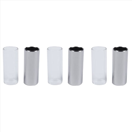 6 Pieces Glass Slide and Metal Slide for Guitar, Bass, Medium (6 Cm),6x Guitar slider,Silver&transparent
