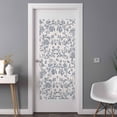 thumbnail image 3 of Non-Adhesive Static Cling Window Tint, Farmhouse Blue Floral Window Privacy Film Frosted, Vintage Botanical Leaves Burlap Insulated Windows Frosted Films for Living room, 35.4 x 78.7 Inches, 3 of 9
