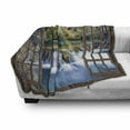 thumbnail image 3 of Waterfall Soft Flannel Fleece Blanket, Wide Waterfall Deep down in the Forest Seen from a City Window Epic Surreal Print, Cozy Plush for Indoor and Outdoor Use, 70" x 90", Multicolor, by Ambesonne, 3 of 6