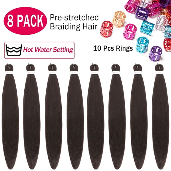 WEIF-Pre Stretched Braiding Hair Long Braid 26 Inch 8 Packs Professional Braiding Hair Extensions Synthetic Crochet Twist Braids (26 Inch, 6#)