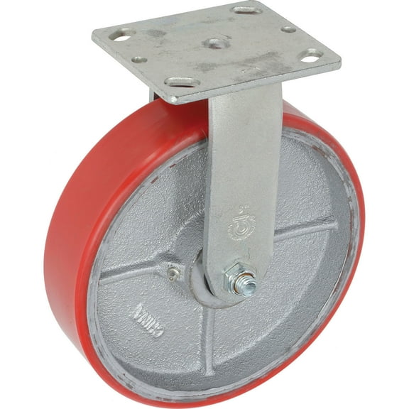 Global Industrial 601226 Heavy Duty Rigid Plate Caster - 8 in. Polyurethane Wheel - 1200 lbs