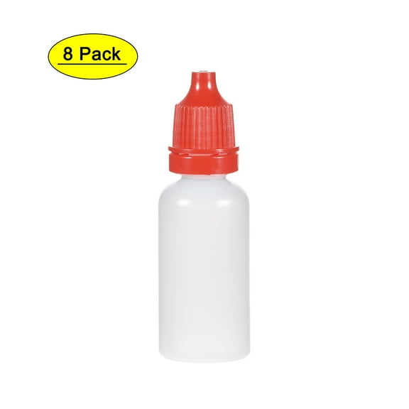 Uxcell Plastic 15ml/0.5 oz Small Mouth Drop Bottle Red 8 Pack