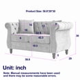 thumbnail image 2 of Royard Oaktree Velvet Chesterfield Sofa Loveseat Couch Chair with Rolled Arms, 2 Seater Classic Button Tufted Couch with Nailhead Trim, Solid Wood Legs & 2 Pillows for Living Room Office, Grey, 2 of 8
