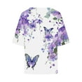 thumbnail image 4 of LYXSSBYX 3/4 Length Sleeve Womens Tops Plus Size Women's Ladies Fashion Casual Cropped 3/4 Sleeve Printing Cotton Loose Shirt Blouse Top, 4 of 5
