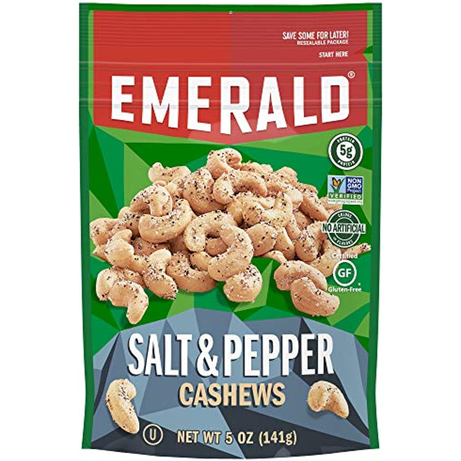 Emerald Salt & Pepper Cashews, (4 Pack),5 Ounces