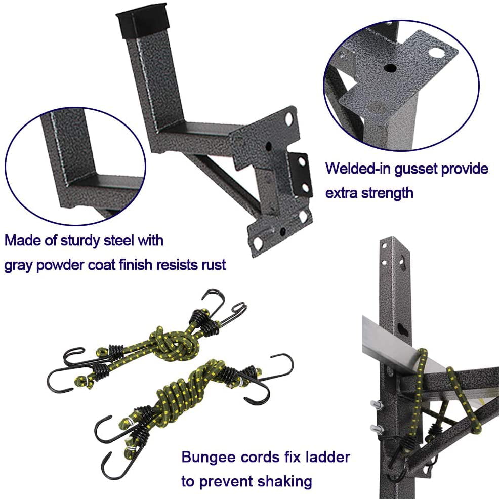 ELITEWILL Adjustable Trailer Ladder Rack Fit for Enclosed Trailer Exterior Side Wall Carry 2 Ladders 