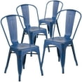 thumbnail image 2 of BizChair Commercial Grade 4 Pack Distressed Antique Blue Metal Indoor-Outdoor Stackable Chair, 2 of 14