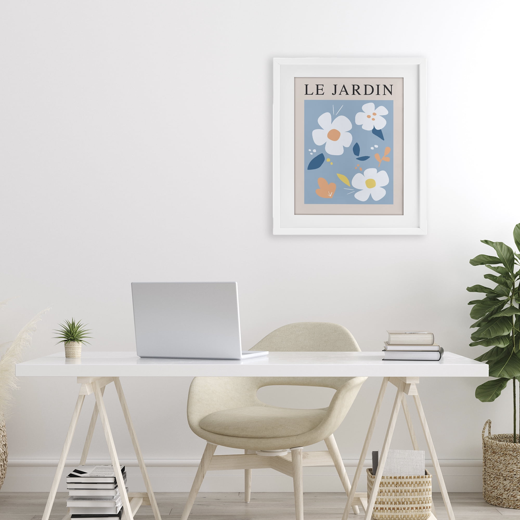 Stupell Industries Bouncing Floral Le Jardin White Framed Print Under Glass, design by Anna Quach