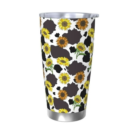 

Gukieu Black Cow Sunflowers Print 20OZ Car Cup Vacuum Stainless Steel Leak-proof Thermos Cup Unisex Suitable for Home Outdoor and Sports-Without Straw