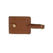 Royce - Luggage tag - with window - strap - 2.8 in x 4.49 in - rectangular - tan - top-grain cowhide nappa leather