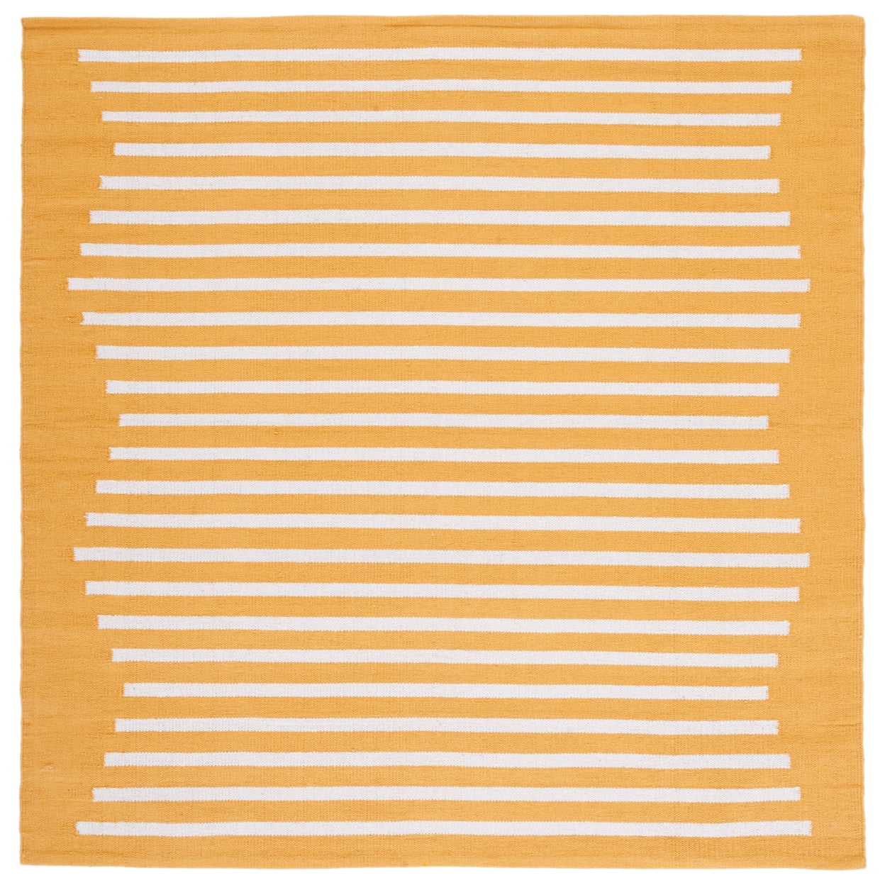 SAFAVIEH Montauk Amadine Striped Cotton Area Rug, Gold/Ivory, 6' x 6' Square