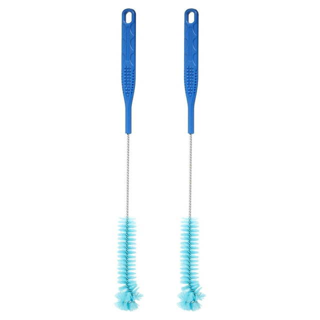Cepillo para botellas de agua Uxcell, 2 piezas de 15.4'' cepillo limpiador para boca de botella pequeña (azul)