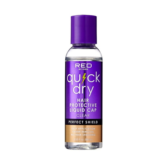 Red by Kiss Quick Dry Hair Protective Liquid Cap, Strong Lightweight Protection from Weaves Glue Damage, Fast Application, Quick Drying, & Easy Removal, Keratin & Tea Tree Enriched (Clear, 2oz)