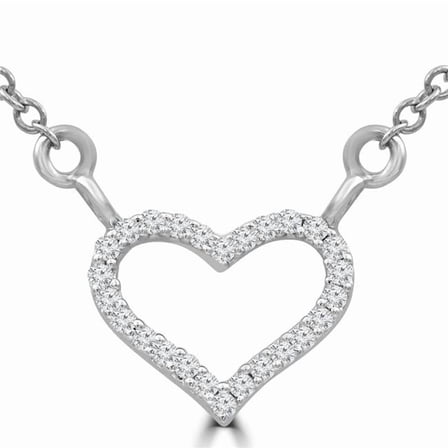 0.1 CTW Round Diamond Heart Necklace in 14K White Gold