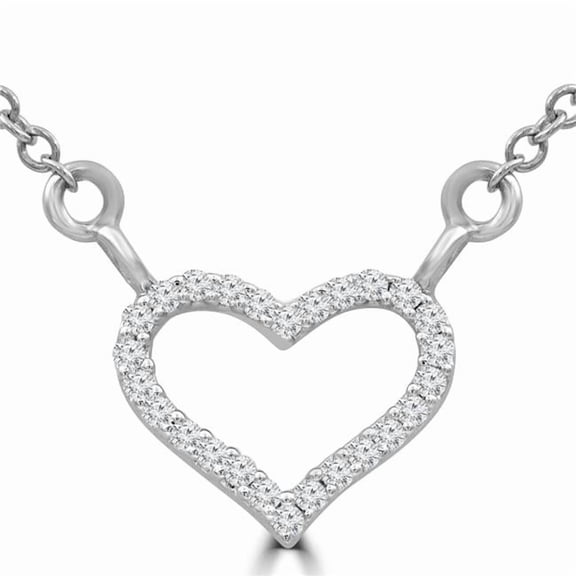 0.1 CTW Round Diamond Heart Necklace in 14K White Gold