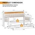 thumbnail image 4 of YOEEMZ Twin Daybed with Trundle, Metal Frame with Upholstered Headboard, Storage Shelf & LED, White, 4 of 8
