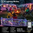 thumbnail image 3 of ZOEYKIMLO 29FT Icicle Christmas Lights 180LED, Outdoor Multicolor Christmas String Lights Plug in, 8 Mode for Outside House Yard Patio Eave Decorations, 2PACK, 3 of 8