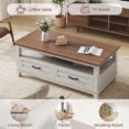 thumbnail image 5 of TEQIN Rustic Coffee Table with Drawers,47" Coffee Table, Living Room Tables with Storage, Wooden Center Table for Reading Playing Room Home Accent Table for Dining Room Apartment, 5 of 8