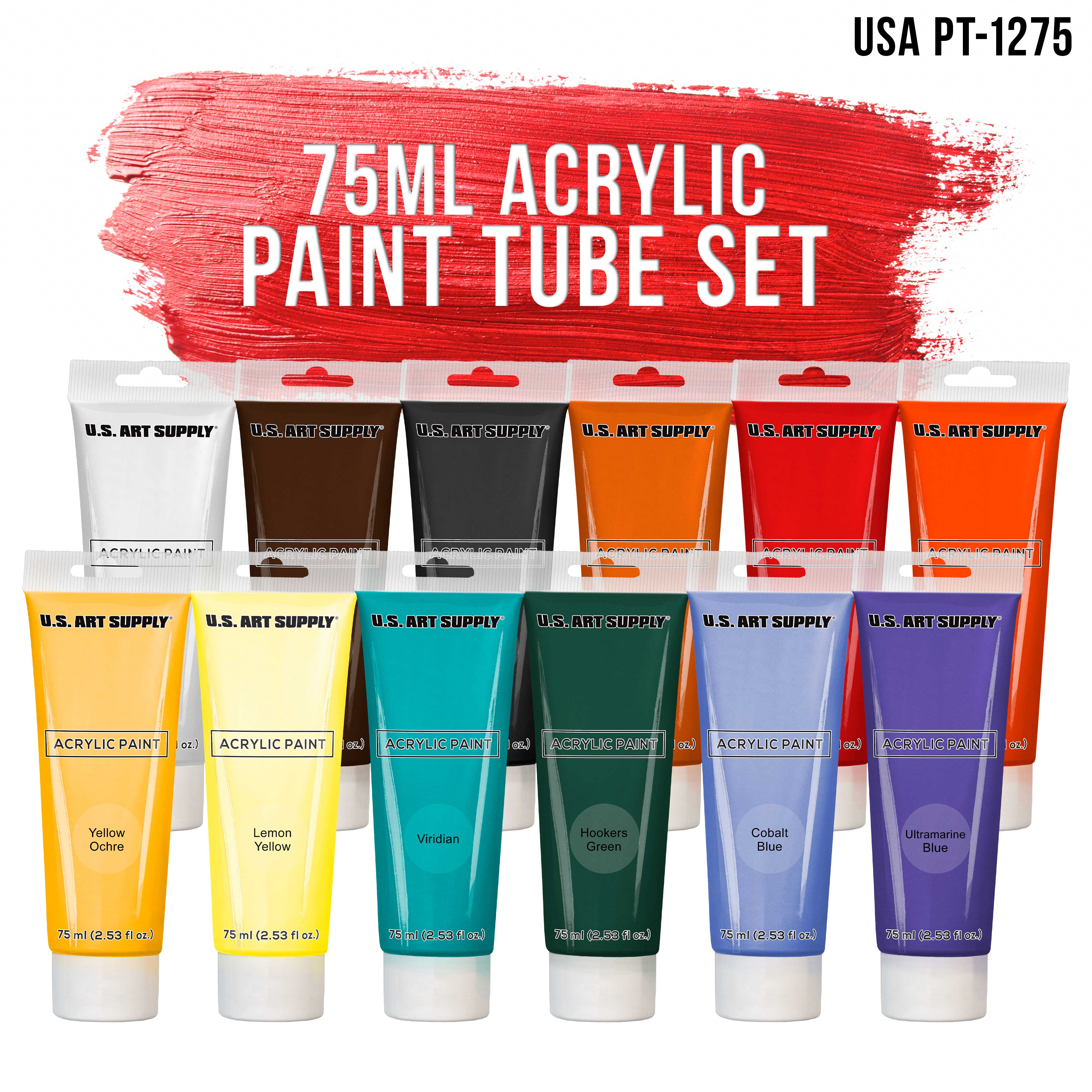 U.S. Art Supply Professional 12-Color Acrylic Paint Set, 75ml Tubes photo 2