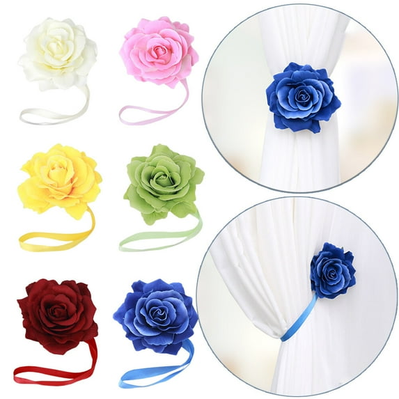2PCS Curtain Tieback Punch-free Cute Stylish Flower Shape Replacement Home Bedroom Buckle Fastener Ornament Accessories Purple