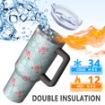 thumbnail image 5 of 40oz Pioneer Flower Floral Print Pattern Insulated Tumbler with Handle, BPA-Free Leak Proof Lid and Straws, Double Wall Vacuum, Hot 12h/Cold 34h, 5 of 6