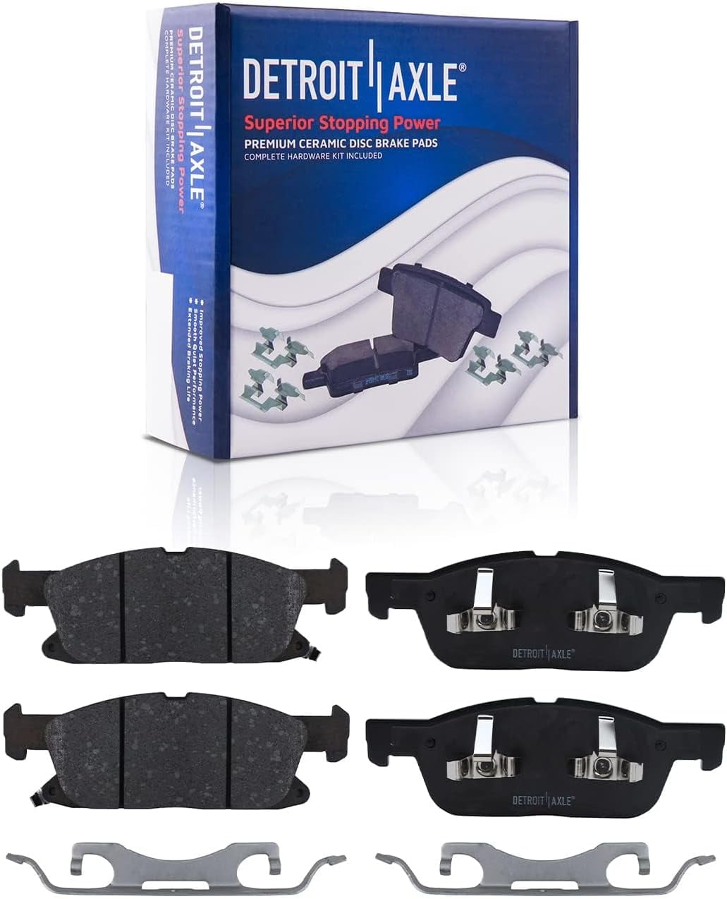 Detroit Axle - Brake Kit for 2016-2018 Lincoln MKX 2021-2023 Nautilus, 13.58" Front and 12.44" Solid Rear Drilled Slotted Brake Rotors Ceramic Brake Pads
