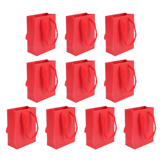 IDEANATEGRATE 10Ud Bolsas Pequeñas Rojas De Papel Para Regalos Con Asa Y Resistente