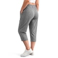 thumbnail image 4 of WellSize Plus Size Capri Pants for Women High Waisted Split Casual Lounge Pants With Pockets Summer Lightweight Cropped Pants, 4 of 7