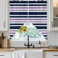 thumbnail image 4 of Navy Blue Purple Striped Kitchen Window Curtains, Swag Curtains Valance for Bedroom Living Room Bathroom, Gradient Horizontal Lines Rod Pocket Window Treatment Curtain Block Drapes 2 Panels 28"x36", 4 of 9