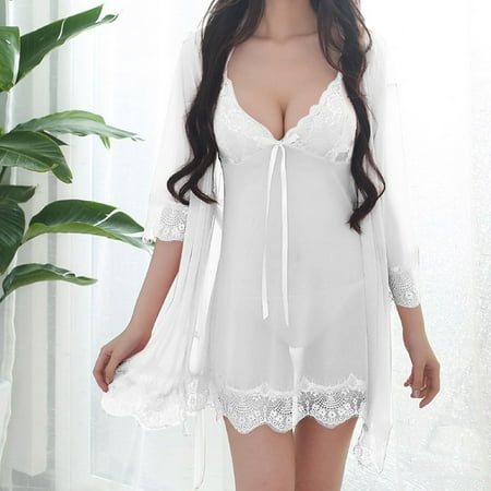 Sexy Wireless Rimless Pajamas Lace Nightdress Silk Underwear Women Sleepwear Chemise Lingerie for Women Support