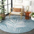 thumbnail image 3 of SAFAVIEH Beach House Declan Botanical Indoor/Outdoor Area Rug, Aqua/Ivory, 6'7" x 6'7" Round, 3 of 16