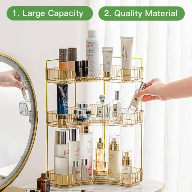 Bathroom Organizer Countertop, 3-Tire Skincare Organizers Vanity Tray  Corner Shelf for Makeup Cosmetic Perfume, Multi-Functional Acrylic  Organizer in