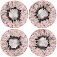 thumbnail image 2 of Shower Caps,Pink Christmas Santa and Tree Pattern Waterproof Shower Cap for Women 4 Pieces,Double Reusable Hair Cover for Shower PEVA Elastic Stretch Hem, 2 of 7