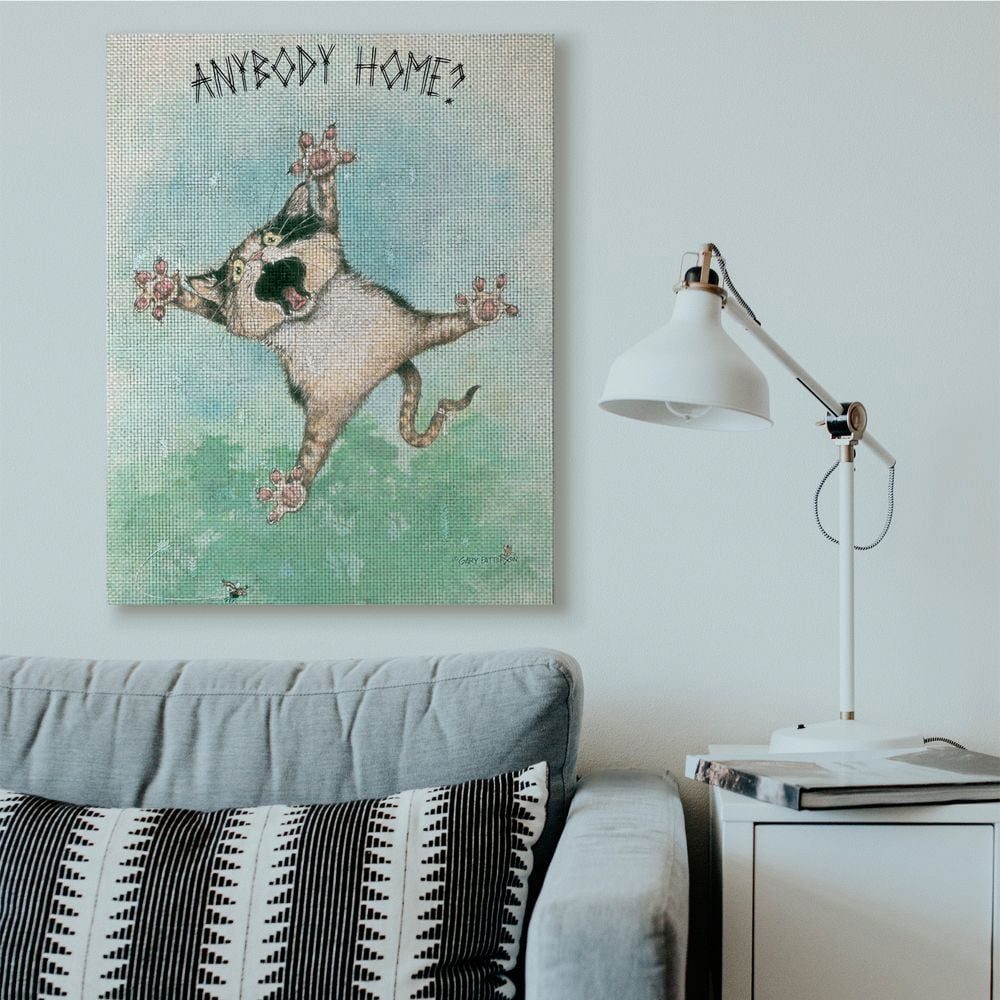 Stupell Industries Anybody Home Funny Cat Cartoon Pet Design Canvas Wall Art by Gary Patterson