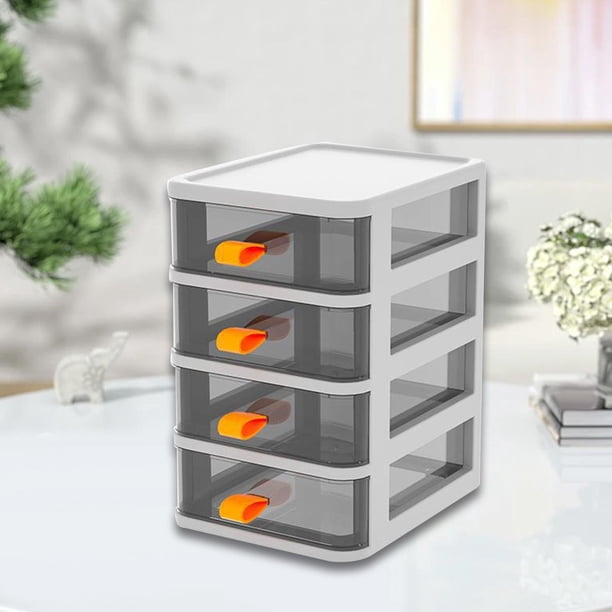 Caja de almacenamiento de mesa, cajón de escritorio, contenedor para artículos diversos, organizador de escritorio para ahorro de espacio, estante de 4 capas blancas