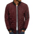 thumbnail image 1 of Mens Bomber Jackets Diamond Quilted Fall Winter Rib Varsity Lightweight Coat, 1 of 4