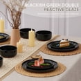 thumbnail image 2 of Vesteel 12-Piece Dinnerware Set, Ceramic Plates and Bowls Set for 4, Reactive Glaze Tableware Set with Purple Clay Base for Home, Chip & Scratch Resistant Stoneware, Blackish Green, 2 of 11