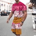thumbnail image 2 of RUTAYY Men's Outfits Summer Casual Ice Cream Print Round Neck Short Sleeve Tee Shorts with Pocket Loose Fit Daily Wear Comfortable Trendy Trip Clothing Sets, 2 of 6