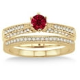 thumbnail image 2 of Extraordinary Fantastic Mind Blowing Moissanite Diamond 2.25 Carat Ruby Antique Bridal Set Round Cut Engagement Ring on 10k Yellow Gold, 2 of 2