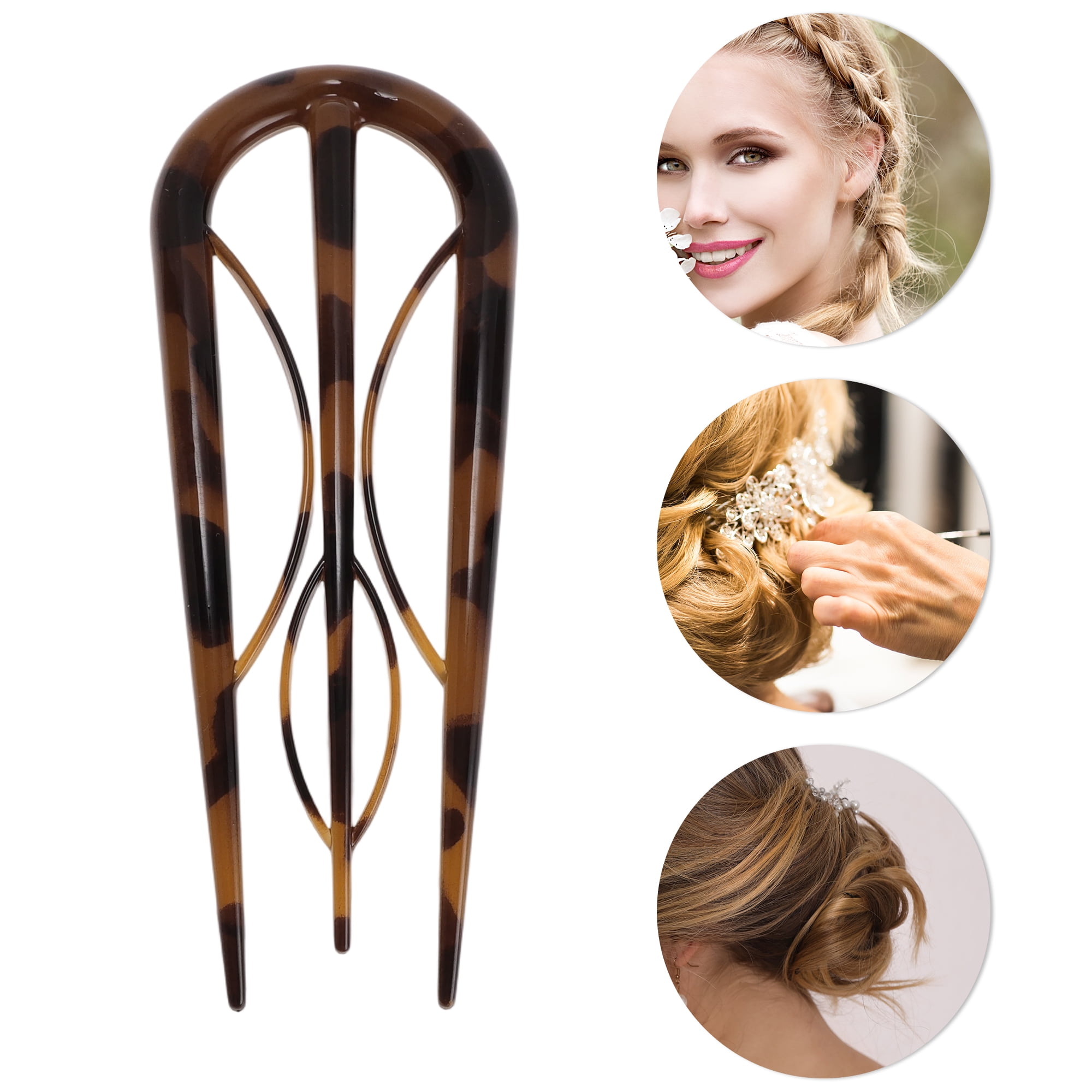 Unique Bargains U-shaped Hair Pin 3.94"x1.50" 1 Pc Dark Brown Coffee