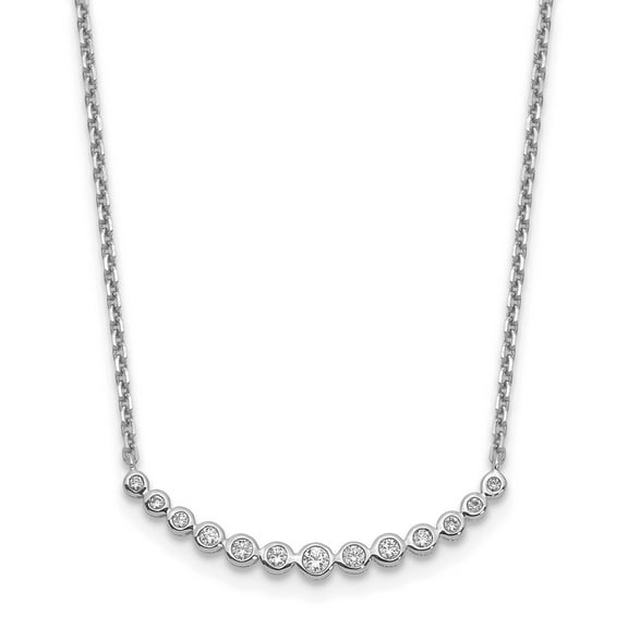 14K White Gold necklace Cable Diamond Bar Diamond, Lab Grown Round 18 in 3.17 mm