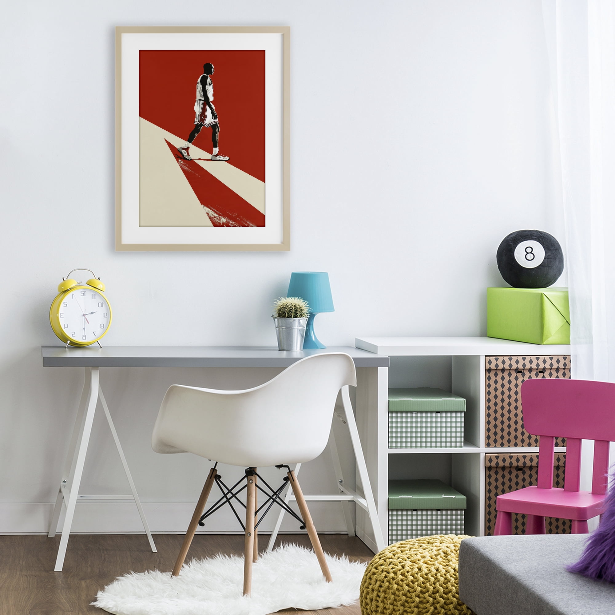 Stupell Industries Retro Basketball Legend Birch Framed Print Under Glass, design by Ray Powers