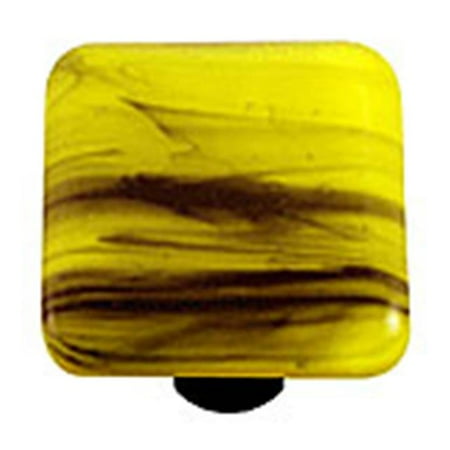 - Hot Knobs HK2056-KA Black Swirl Canary Yellow Square Glass Cabinet Knob - Aluminum Post
