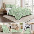 thumbnail image 6 of Full Quilt Set 78''x90'', Green Flowers Lightweight Summer Bedspread Coverlet Set with 2 Pillow Shams, Rustic Botanical Floral Leaves Plants Breathable All Season Quilt Bedding for Bedroom/Guest Room, 6 of 9