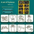thumbnail image 2 of Metal Wire Puzzle Brain Teasers, 8-Piece Test Ring Disentanglement Unlock Game for Kids & Adults, Challenging Interlock Logic Toys, 2 of 10